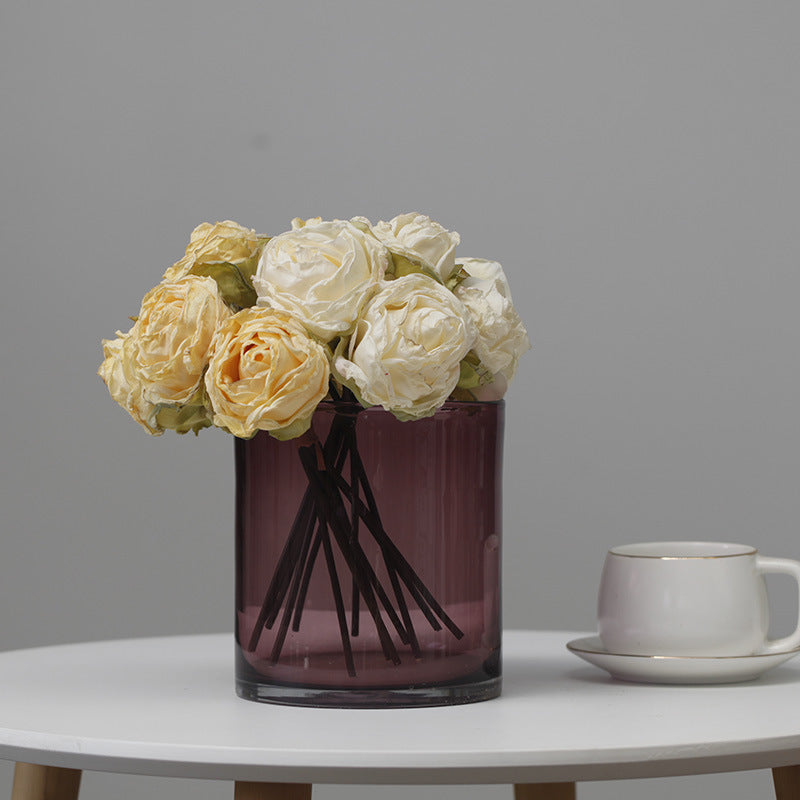 10 Pcs Burnt Orange Dusty Rose Artificial Floral Spray Bouquets Fall Decor