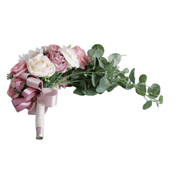 9 Inch Cascading Dusty Rose Artificial Bridal Bouquet Bulk Wedding Flowers