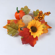 Thanksgiving Harvest Festival Fall Maple Leaf Candle Ring - Autumn Pumpkin & Berry Table Decor