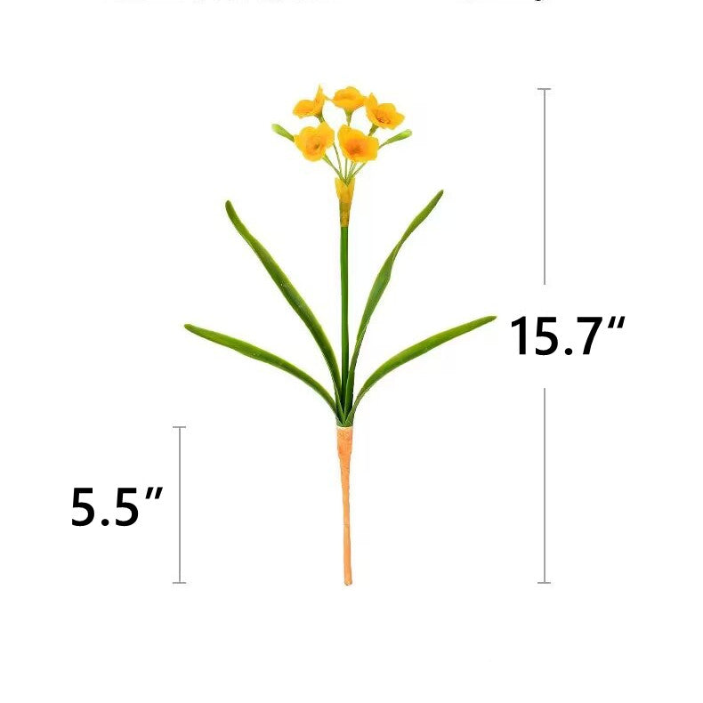 10 Pcs Artificial Daffodil Flower Stems with Leaves, Real Touch Narcissus, 14 Inch Silk Flowers Bulk