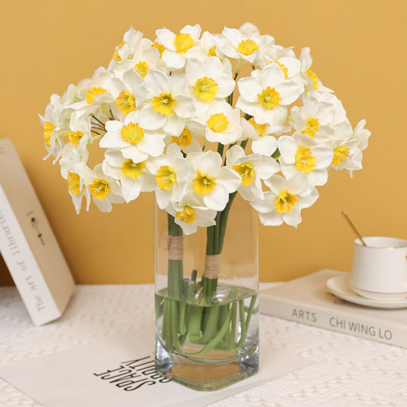 6 Pcs 16 Inch Artificial Daffodil Stems Bulk Faux Narcissus Spring Flowers