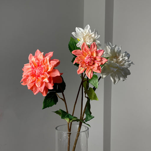 23.6 Inch Real Touch Dahlia Stems with 2 Flower Heads, Bulk Artificial Flowers