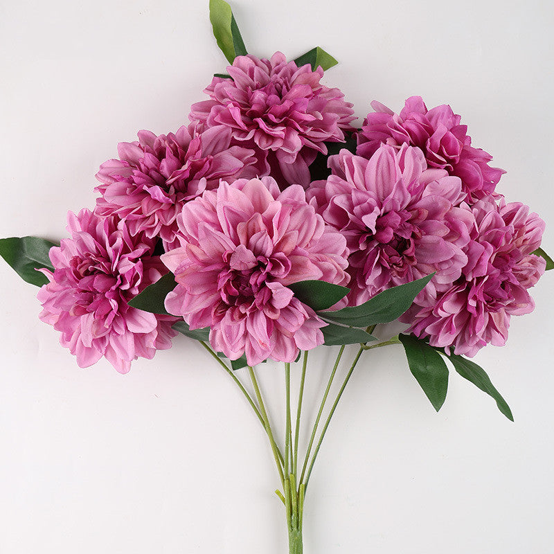 18.8 Inch Artificial Silk Dahlia Bush Bouquet – Bulk Wholesale Flowers