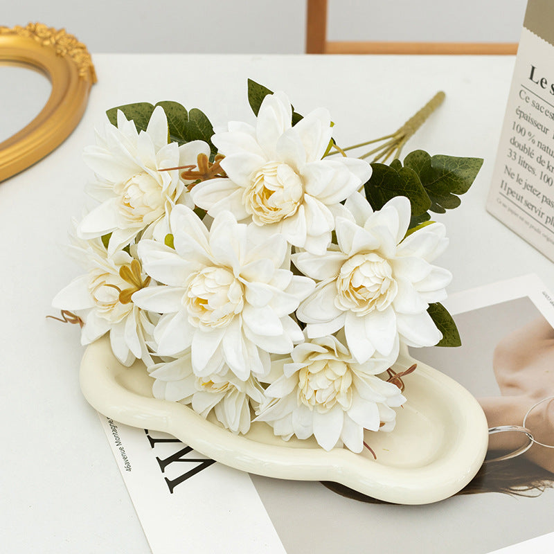 16 Inch Artificial Dahlia Bush Flowers 10 Pcs Silk Dahlia Arrangement Bulk Wholesale
