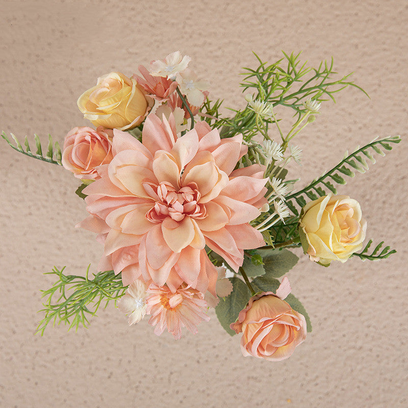 Autumn Dahlia Bush Silk Floral Table Arrangement Small Bouquet Bulk Quantity