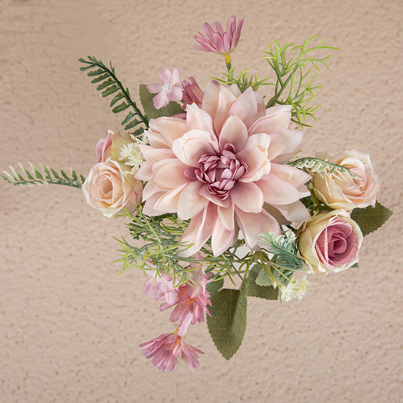 Autumn Dahlia Bush Silk Floral Table Arrangement Small Bouquet Bulk Quantity
