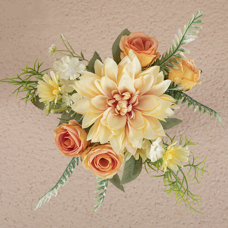 Autumn Dahlia Bush Silk Floral Table Arrangement Small Bouquet Bulk Quantity