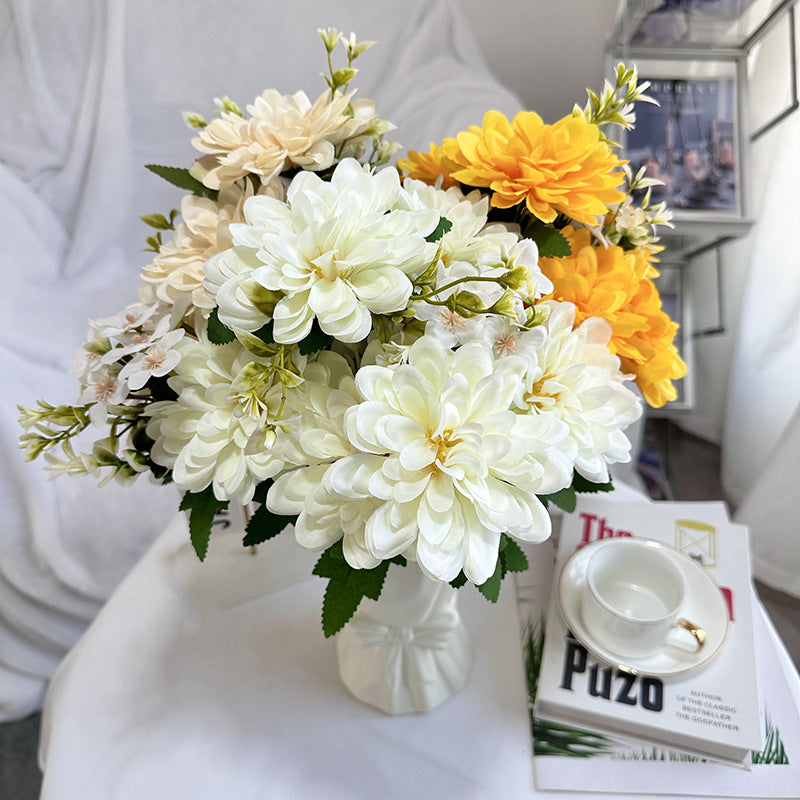 15.7 Inch Dahlia Mix Bush 9 Stems Silk Artificial Flowers Bulk Wholesale
