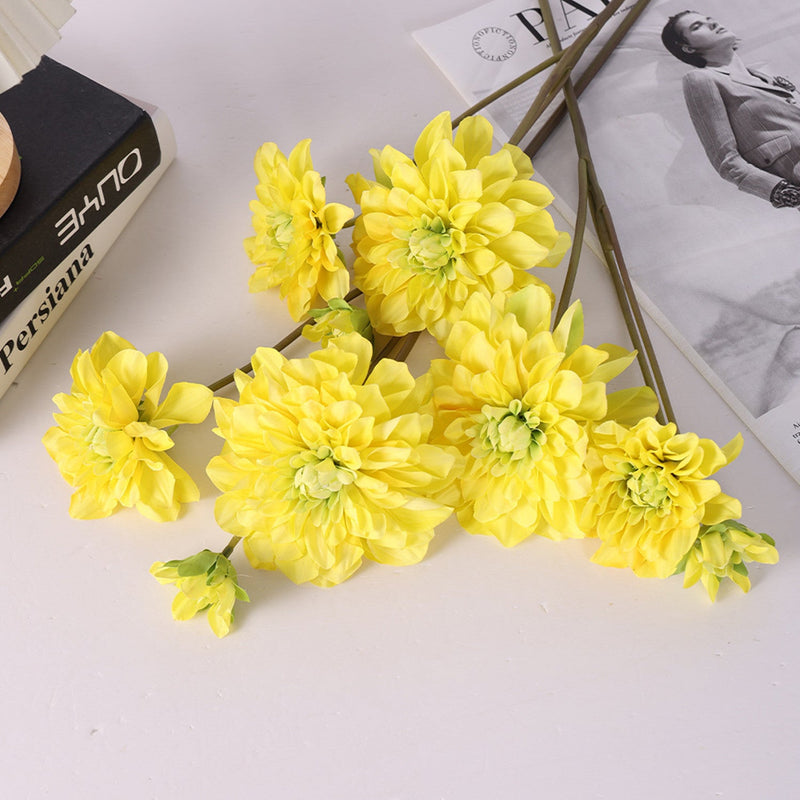 26.7 Inch Retro Dahlia Spray Branch 1 Pc Artificial Silk Flower Stem
