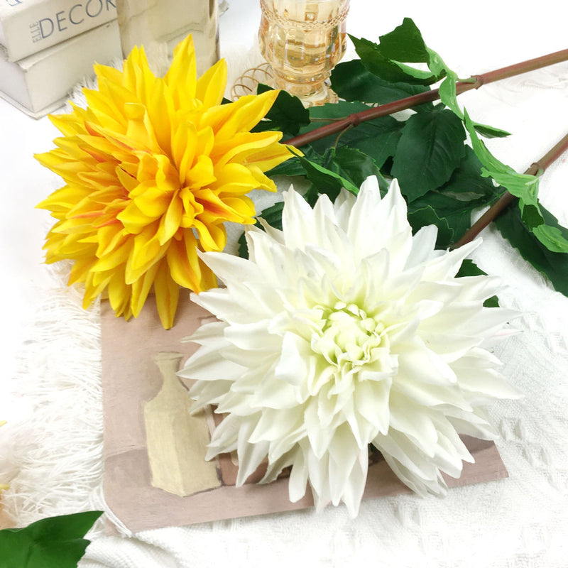 27.9 Inch Dahlia Stem 6 Pcs Real Touch Artificial Flowers Faux Silk Bulk