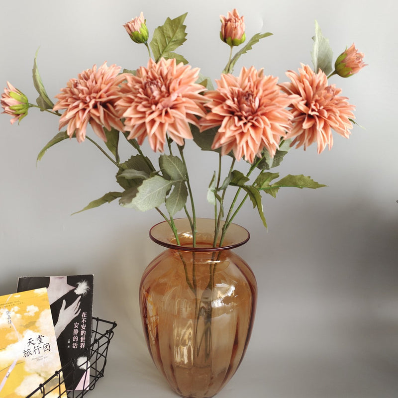 29 Inch Vintage Dahlia Stem Spray Artificial Silk Flower Bulk Quantity