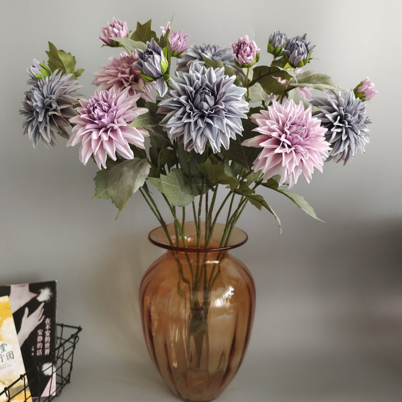 29 Inch Vintage Dahlia Stem Spray Artificial Silk Flower Bulk Quantity