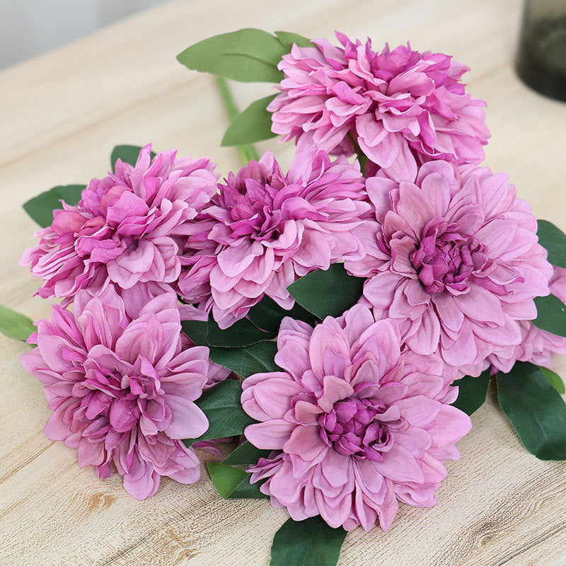 18.8 Inch Artificial Silk Dahlia Bush Bouquet – Bulk Wholesale Flowers