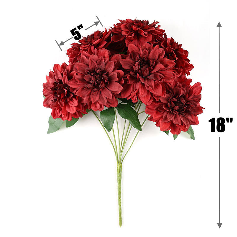 18.8 Inch Artificial Silk Dahlia Bush Bouquet – Bulk Wholesale Flowers