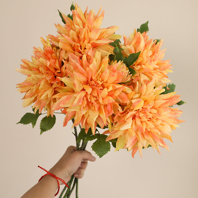 25.5 Inch Artificial Dahlia Stems, 6 Pcs, Autumn Colors, Realistic Silk Flowers for Home Decor, Wedding, Thanksgiving Arrangements