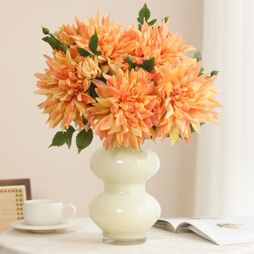 25.5 Inch Artificial Dahlia Stems, 6 Pcs, Autumn Colors, Realistic Silk Flowers for Home Decor, Wedding, Thanksgiving Arrangements