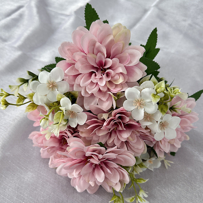 15.7 Inch Dahlia Mix Bush 9 Stems Silk Artificial Flowers Bulk Wholesale