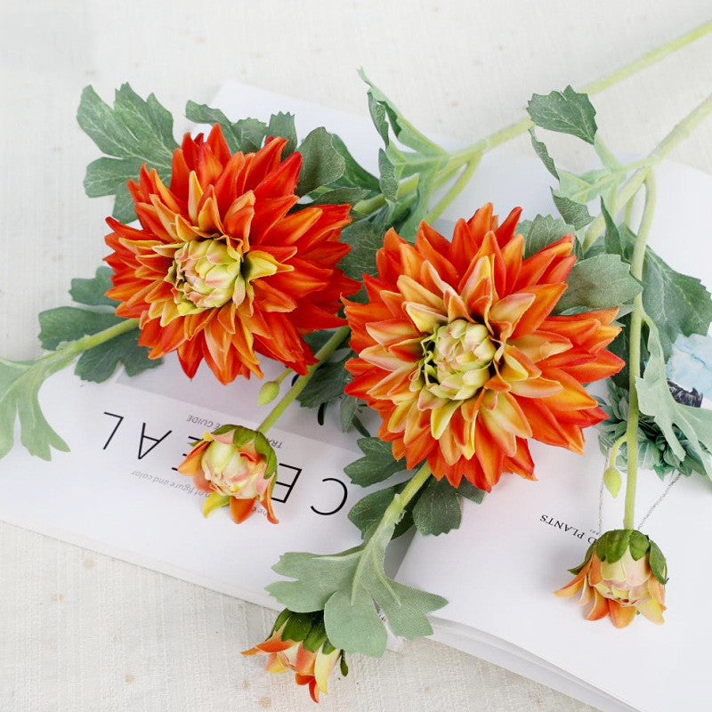 24 Inch Real Touch Dahlia Artificial Silk Flower Stem for Wedding and Home Decor