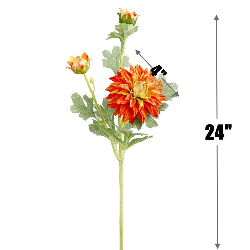 24 Inch Real Touch Dahlia Artificial Silk Flower Stem for Wedding and Home Decor