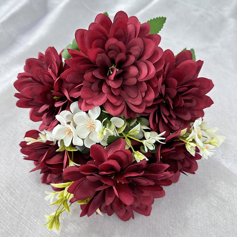 15.7 Inch Dahlia Mix Bush 9 Stems Silk Artificial Flowers Bulk Wholesale