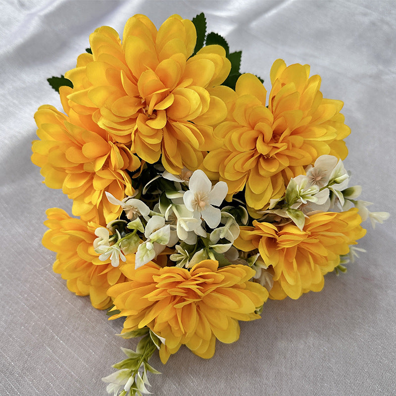 15.7 Inch Dahlia Mix Bush 9 Stems Silk Artificial Flowers Bulk Wholesale