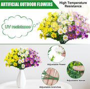 Artificial Daisy Flowers 50 Pcs UV Resistant Outdoor Shrubs Bulk Silk Plants