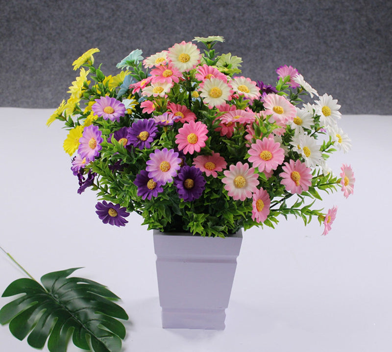Artificial Daisy Flowers 50 Pcs UV Resistant Outdoor Shrubs Bulk Silk Plants