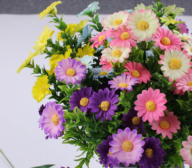 Artificial Daisy Flowers 50 Pcs UV Resistant Outdoor Shrubs Bulk Silk Plants
