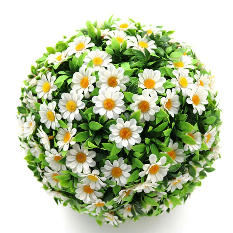 9.8 Inch Artificial Daisy Topiary Ball Hanging Faux Plant, Bulk Quantity