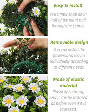 9.8 Inch Artificial Daisy Topiary Ball Hanging Faux Plant, Bulk Quantity