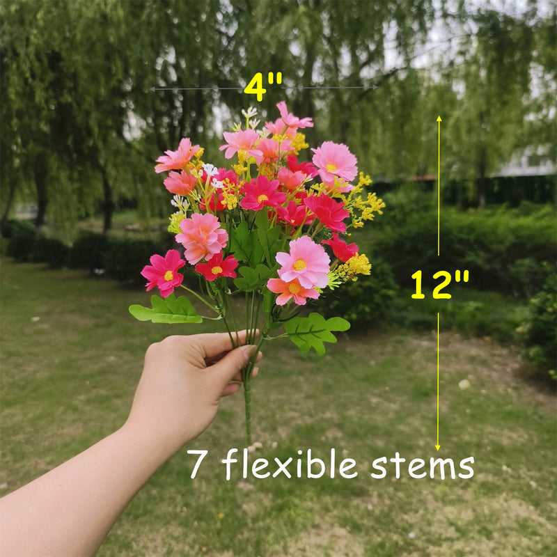 12 Inch 8 Pcs Artificial Fall Daisy Flowers Orange Yellow Silk Plants for Garden Outdoors