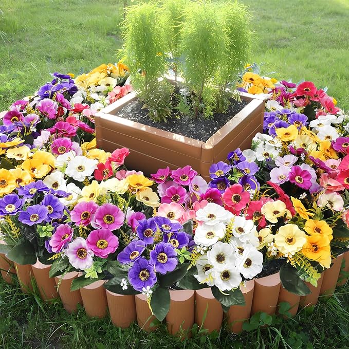6 Bundles Artificial Daisy Bush Flowers for Outdoors Garden Porch Window Box