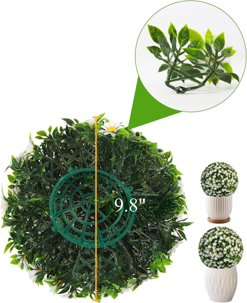 9.8 Inch Artificial Daisy Topiary Ball Hanging Faux Plant, Bulk Quantity