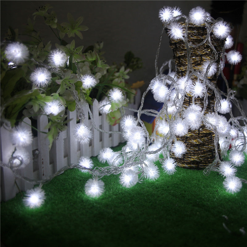 Dandelion LED String Lights 10 Ft 20 Fluffy Ball Bulbs Warm White Decorative Lamp