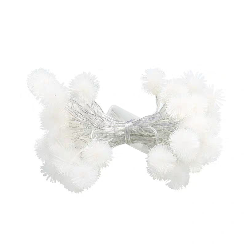 Dandelion LED String Lights 10 Ft 20 Fluffy Ball Bulbs Warm White Decorative Lamp
