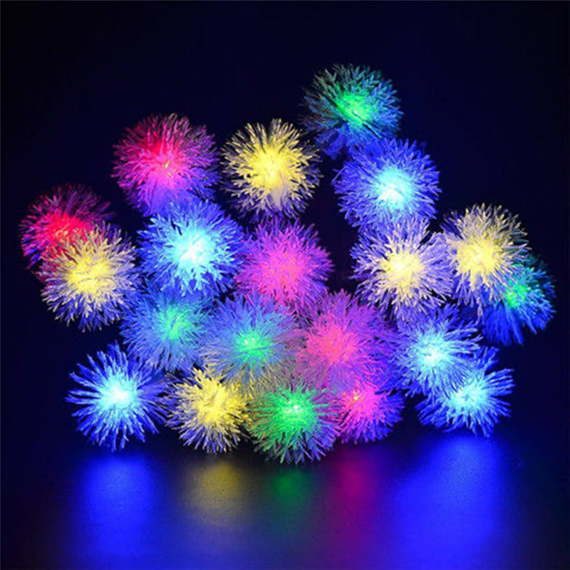 Dandelion LED String Lights 10 Ft 20 Fluffy Ball Bulbs Warm White Decorative Lamp