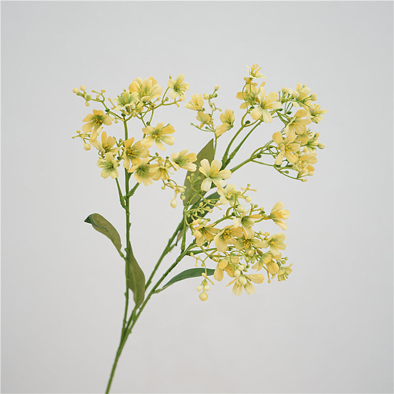 27.5 Inch Artificial Daphne Flowers Bouquet, Yellow and White, Spring Floral Arrangement, Bulk Wholesale