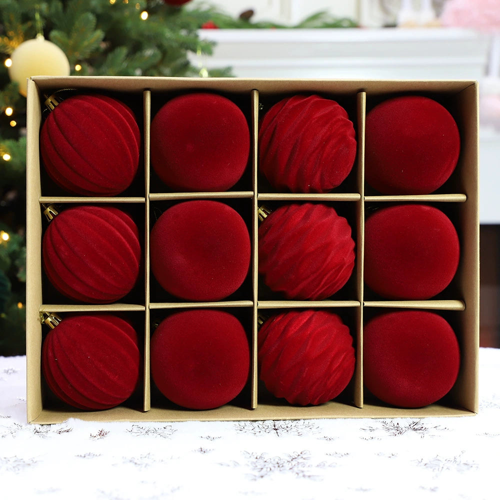 3.15 Inches Dark Flocked Velvet Christmas Balls - Christmas Tree Ornaments