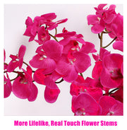 39 Inch Deep Magenta Phalaenopsis Orchid Stems, 6 Pcs, Real Touch Artificial Flowers