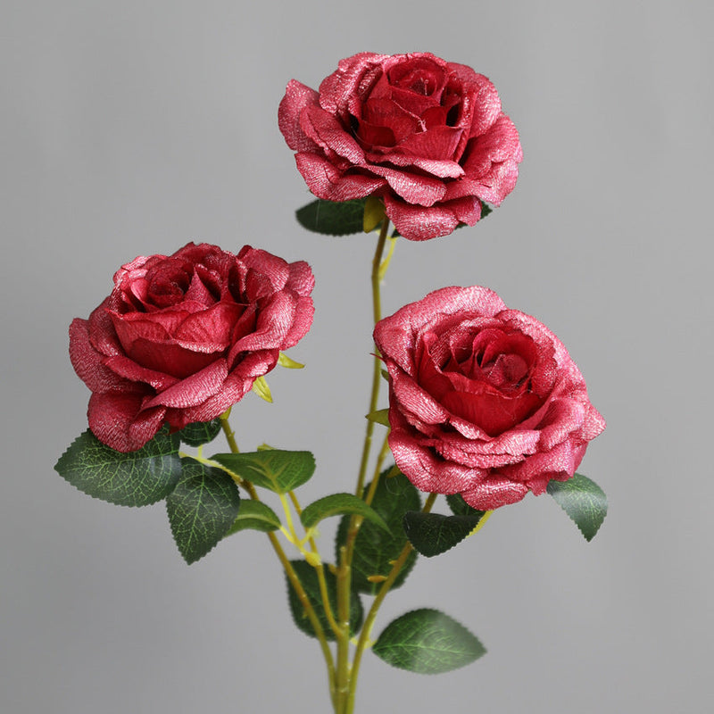 2025 Modern Romance Artificial Shiny Rose Stems Bulk for Wedding and Home Decorations