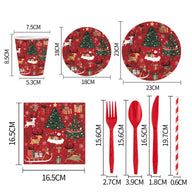 Christmas Party Supplies Set - Disposable Cups, Plates, Napkins for Holiday Party Decor & Dining