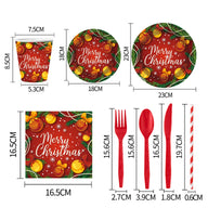 Christmas Party Supplies Set - Disposable Cups, Plates, Napkins for Holiday Party Decor & Dining