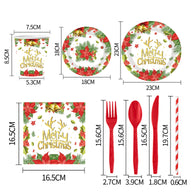 Christmas Party Supplies Set - Disposable Cups, Plates, Napkins for Holiday Party Decor & Dining