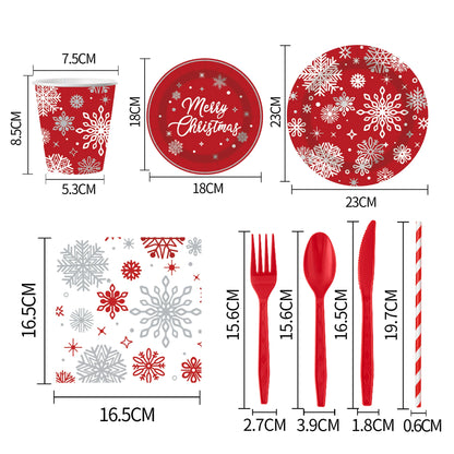 Christmas Party Supplies Set - Disposable Cups, Plates, Napkins for Holiday Party Decor & Dining