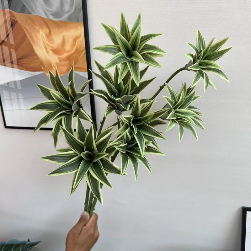 33 Inch Artificial Dracaena Stems Song of India Spray Real Touch 3 Pcs