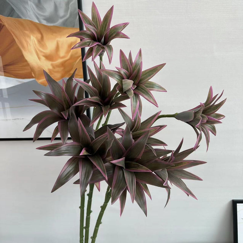 33 Inch Artificial Dracaena Stems Song of India Spray Real Touch 3 Pcs