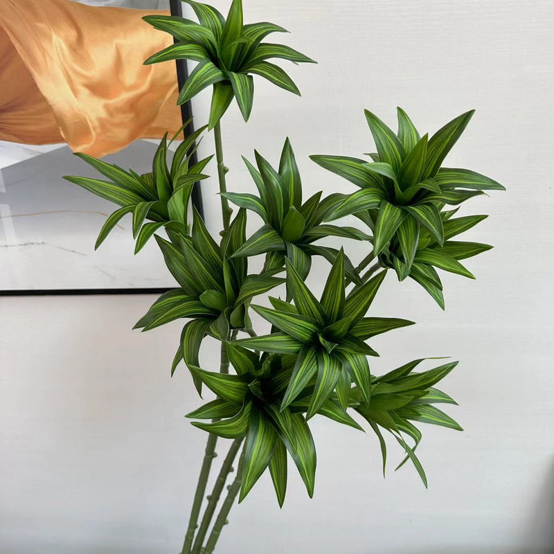 33 Inch Artificial Dracaena Stems Song of India Spray Real Touch 3 Pcs