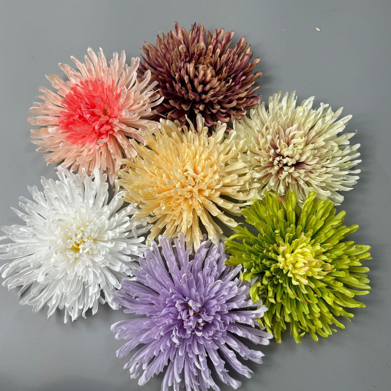 50 Pcs 7 Inch Artificial Dragon's Claw Chrysanthemum Flower Heads for Crafts