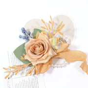 Handmade Orange Rose Wrist Corsage, Bulk Quantity, Artificial Flowers
