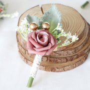5 Inch Artificial Rose Boutonniere for Men Wedding, Bulk with Pins